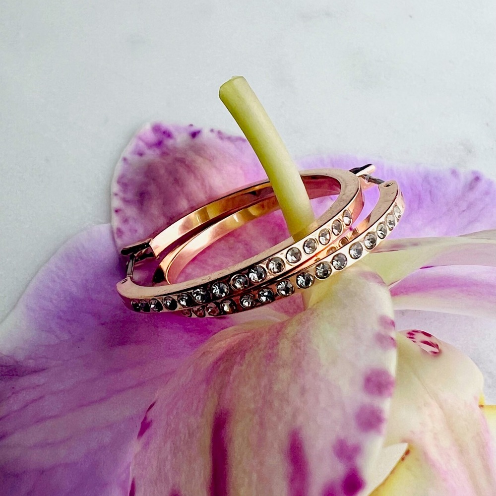Rose Gold overlay Hoop Earrings with Swarovski
Crystal